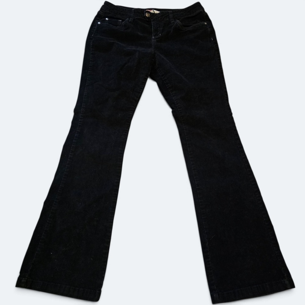 No Boundaries Black Suede Flare Pants Juniors Size 11 Y2K Low Rise Bootcut